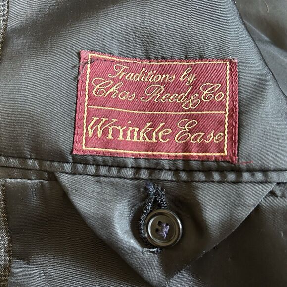 Chas Reed & Co Wool Sportscoat Men 44 Short Charcoal Dark Glen Plaid Vented USA - Picture 4 of 16